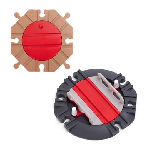 UENXRXE 2 Stück Mechanische Drehscheibe,Gleisverbinder,4 Wege Eisenbahn Zubehör, Holzeisenbahn Zubehör Adapter Kompatibel Mit Brio, Lillabo, Thomas and Friends, Melissa UVM(2Form) von UENXRXE