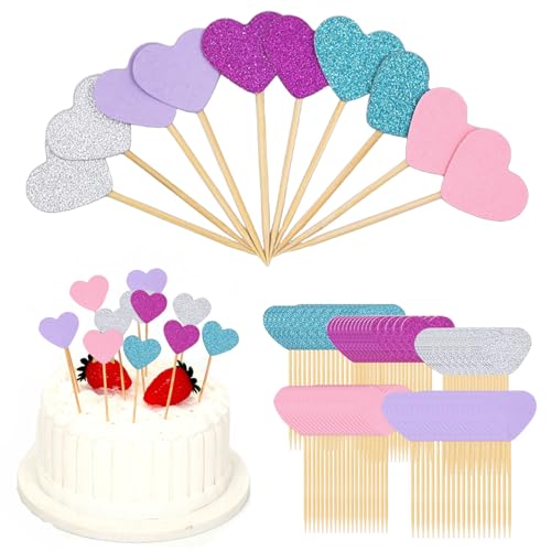 100 Stück Muffin Deko Geburtstag, Herzen Cupcake Deko Mehrfarbig Cupcake Topper Hochzeitsherzen Muffin Topper für Jahrestag Braut Party Geburtstag Valentinstag 100 Stück Muffin Deko Geburtstag, Herzen Cupcake Deko Mehrfarbig Cupcake Topper Hochzeitsherzen Muffin Topper für Jahrestag Braut Party Geburtstag Valentinstag von UEPOA