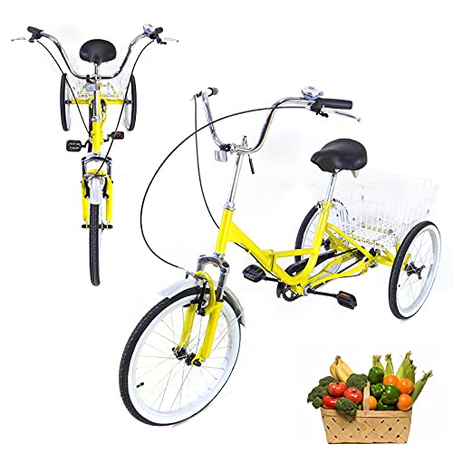 20 Zoll Klappbar Dreirad für Erwachsene Singlespeed 3-Rad-Fahrrad Seniorenrad Trike Fahrrad Erwachsenendreirad mit Korb 20 Zoll Klappbar Dreirad für Erwachsene Singlespeed 3-Rad-Fahrrad Seniorenrad Trike Fahrrad Erwachsenendreirad mit Korb von UESUENYENS