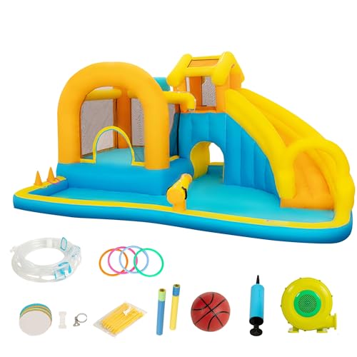 UEV Hüpfburg mit Gebläse Groß Aufblasbare Wasserpark für Kinder von 3-8 Jahre Wasserrutsche Springen Kletterwand Sicherheitsnetz Kindergeburtstag Bouncy Castle für Indoor und Outdoor XXL 451x347x223cm UEV Hüpfburg mit Gebläse Groß Aufblasbare Wasserpark für Kinder von 3-8 Jahre Wasserrutsche Springen Kletterwand Sicherheitsnetz Kindergeburtstag Bouncy Castle für Indoor und Outdoor XXL 451x347x223cm von UEV