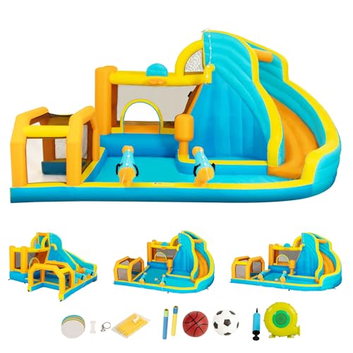 UEV Hüpfburg 8-in-1, Aufblasbare Wasserpark Springburg Spielbecken mit Rutsche Wasserpistole Fußball Basketball Kletterrampe, 445x345x215cm UEV Hüpfburg 8-in-1, Aufblasbare Wasserpark Springburg Spielbecken mit Rutsche Wasserpistole Fußball Basketball Kletterrampe, 445x345x215cm von UEV