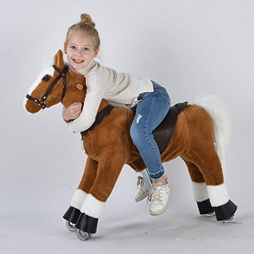 UFREE Horse Action Pony, Ritt auf Spielzeug, mechanisch bewegendes Pferd, Giddyup für Kinder von 4 bis 9 Jahren, Größe 93 cm (White Mane & Tail) von UFREE