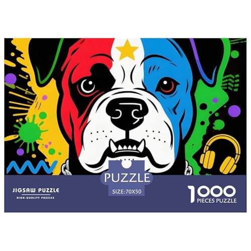 Amerikanischer Bulldog Puzzle 1000 Teile – Anspruchsvolles Haustierhund Motiv – Premium Karton, Klares Druckbild, Poster & Geschenkbox – Perfekt Für Heimdeko 70x50cm/1000pcs von UFVZBNFAN