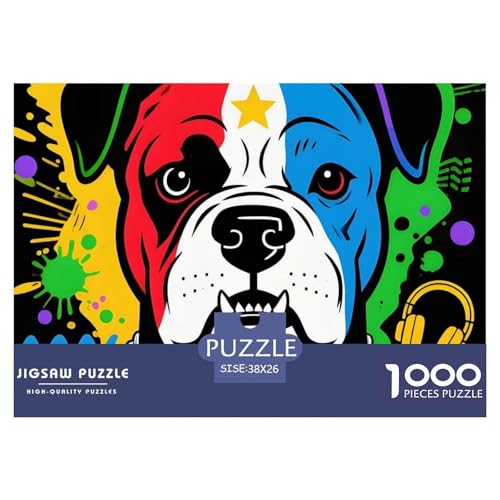 Amerikanischer Bulldog Puzzle 1000 Teile Haustierhund – Schwieriges Puzzle Erwachsene, Lernspiel & Deko Für Zuhause Oder Reisen, Dicke Kartonteile, Poster Inklusive – 38x26cm/1000pcs von UFVZBNFAN