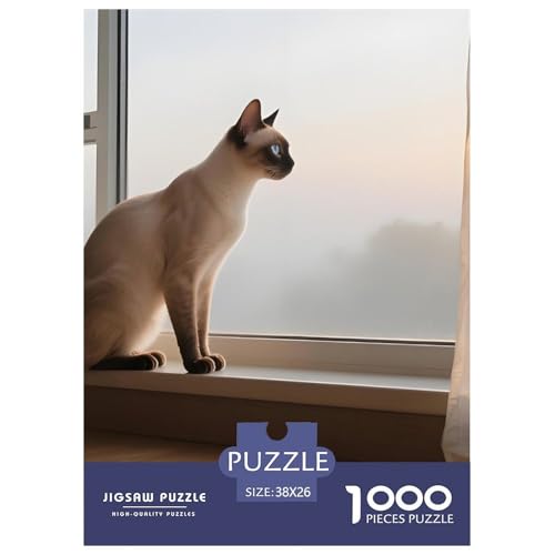 Anspruchsvolles Balinesenn Puzzle 1000 Teile – Kreatives Haustier Katze Jigsaw Für Familie & Freunde – Premium Board, Poster & Dekorative Geschenkverpackung 38x26cm/1000pcs von UFVZBNFAN
