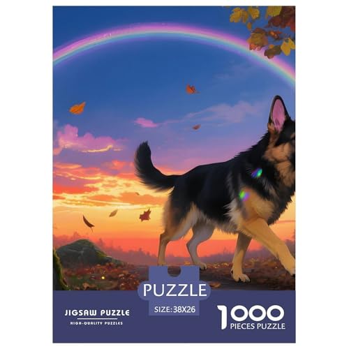 Anspruchsvolles Deutscher Schäferhund Puzzle 1000 Teile – Kreatives Haustierhund Jigsaw Für Familie – Premium Karton, Geschenkfertig & Entspannendes Spielerlebnis 38x26cm/1000pcs von UFVZBNFAN