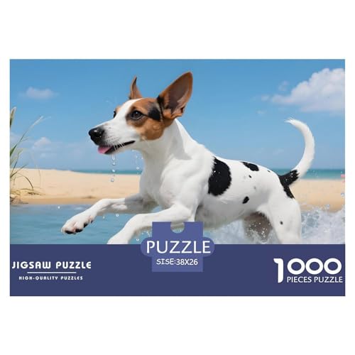 Anspruchsvolles Glatter Foxterrier Puzzle 1000 Teile – Premium Haustierhund Jigsaw – Perfekte Balance Aus Herausforderung & Entspannung 38x26cm/1000pcs von UFVZBNFAN