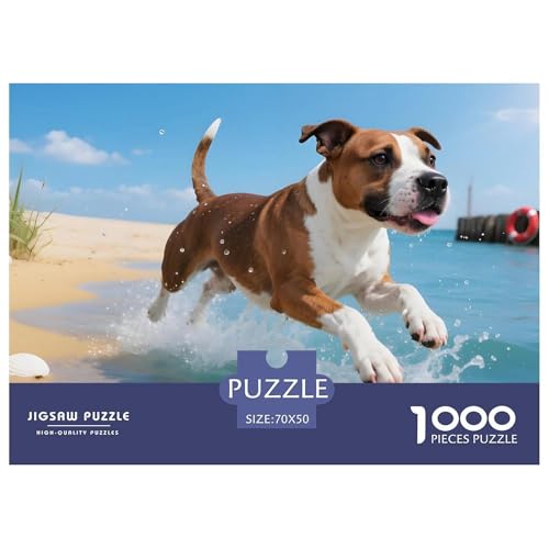 Anspruchsvolles Staffordshire Bullterrier Puzzle 1000 Teile – Kreatives Haustierhund Jigsaw Für Familie – Premium Karton, Geschenkfertig & Entspannendes Spielerlebnis 70x50cm/1000pcs von UFVZBNFAN