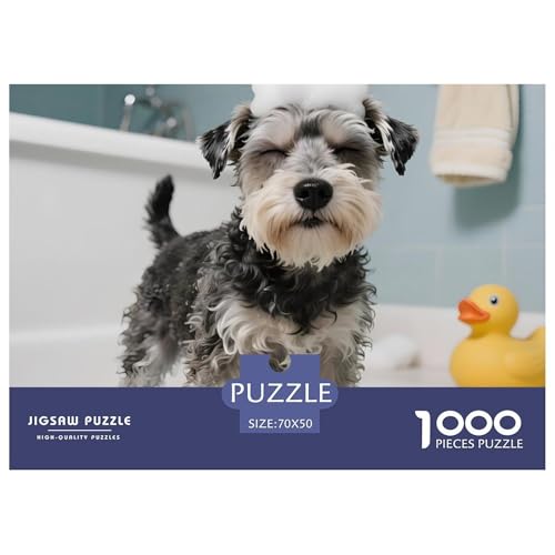 Anspruchsvolles Zwergschnauzer Puzzle 1000 Teile – Kreatives Haustierhund Jigsaw Für Familie & Freunde – Premium Board, Poster & Dekorative Geschenkverpackung 70x50cm/1000pcs von UFVZBNFAN
