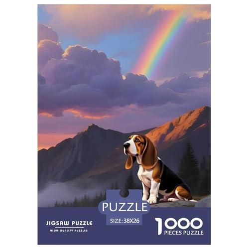 Basset Hound Puzzle 1000 Teile Haustierhund – Lernspiel Für Jugendliche Ab 14, Ruhige Freizeit, Präziser Kantenfit, Heimdeko Poster, Geschenkbereit 38x26cm/1000pcs von UFVZBNFAN
