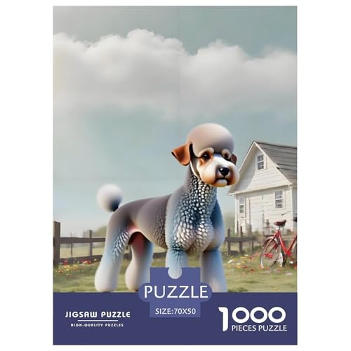 Bedlington Terrier Puzzle 1000 Teile – Anspruchsvolles Haustierhund Spiel – Familienzeit, Dekoration & Kreative Freizeitgestaltung 70x50cm/1000pcs von UFVZBNFAN