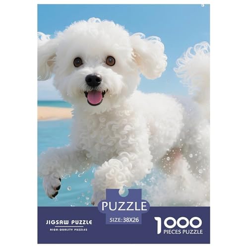 Bichon Frisé Puzzle 1000 Teile – Hochwertiges Haustierhund Jigsaw – Anspruchsvolle Herausforderung, Heimdeko 38x26cm/1000pcs von UFVZBNFAN