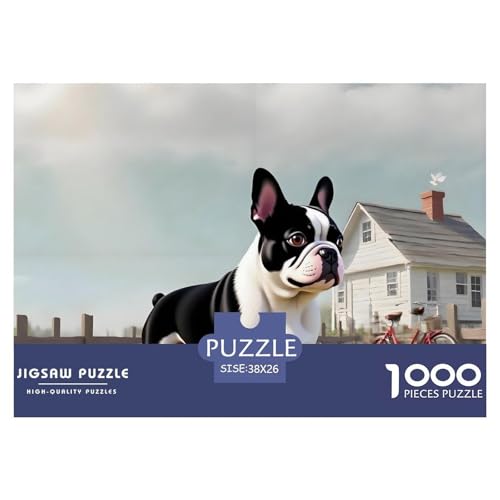 Boston Terrier Puzzle 1000 Teile Haustierhund – Anspruchsvolles Erwachsenenpuzzle, Geschenkidee Für Männer, Frauen & Familie, Mit Poster Und Geschenkverpackung – 38x26cm/1000pcs von UFVZBNFAN
