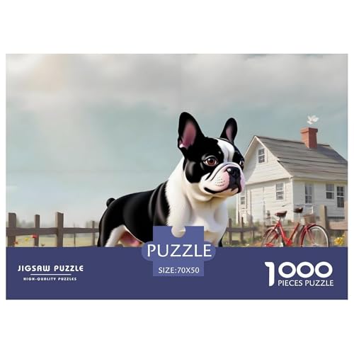 Boston Terrier Puzzle 1000 Teile Haustierhund – Premium Edition, Matte Oberfläche Gegen Spiegelung, Klare Linien, Lernspiel & Geduldstraining, Poster Inklusive, Perfekte Heimdeko 70x50cm/1000pcs von UFVZBNFAN