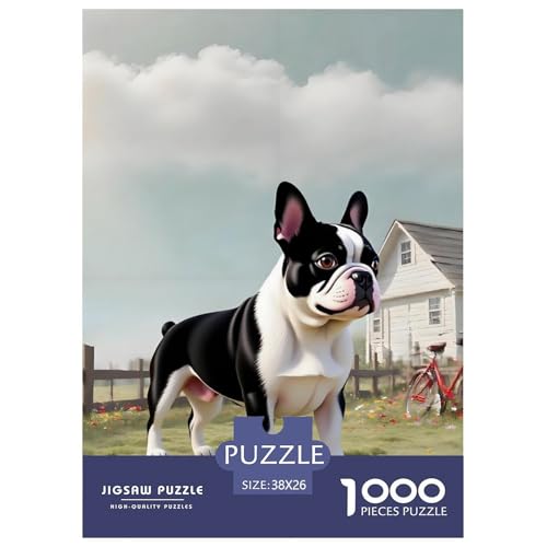 Boston Terrier Puzzle 1000 Teile Haustierhund – Premium Karton, Dicke Teile, Entspannendes Gehirntraining Für Erwachsene & Jugendliche, Poster & Geschenkbox 38x26cm/1000pcs von UFVZBNFAN
