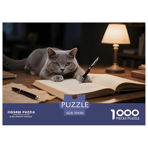 Britisch Kurzhaar Puzzle 1000 Teile Hauskatze – Schwieriges Puzzle Erwachsene, Lernspiel & Deko Für Zuhause Oder Reisen, Dicke Kartonteile, Poster Inklusive – 70x50cm/1000pcs von UFVZBNFAN