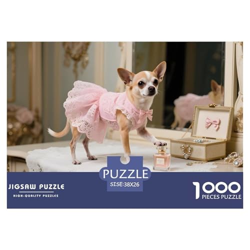 Chihuahua Puzzle 1000 Teile – Anspruchsvolles Haustierhund Motiv – Kreatives Denkspiel, Nachhaltige Qualität & Geschenkidee 38x26cm/1000pcs von UFVZBNFAN