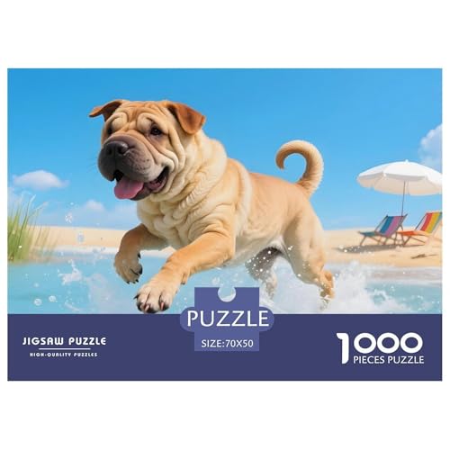 Chinesischer Shar Pei Puzzle 1000 Teile – Anspruchsvolles Haustierhund Motiv – Premium Karton, Klares Druckbild, Poster & Geschenkbox – Perfekt Für Heimdeko 70x50cm/1000pcs von UFVZBNFAN