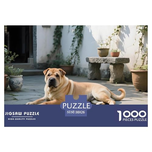 Chinesischer Shar Pei Puzzle 1000 Teile Für Erwachsene – Anspruchsvolles Haustierhund Spiel – Premium Qualität, Farbenfrohes Poster & Schöne Verpackung 38x26cm/1000pcs von UFVZBNFAN