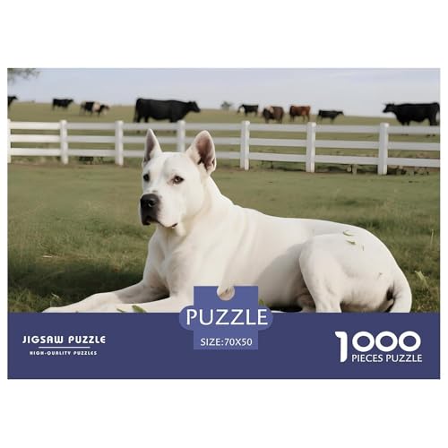 Dogo Argentino Puzzle 1000 Teile Haustierhund – Premium Edition, Matte Oberfläche Gegen Spiegelung, Klare Linien, Lernspiel & Geduldstraining, Poster Inklusive, Perfekte Heimdeko 70x50cm/1000pcs von UFVZBNFAN