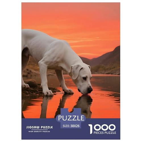 Dogo Argentino Puzzle 1000 Teile Haustierhund – Schwieriges Puzzle Erwachsene, Lernspiel & Deko Für Zuhause Oder Reisen, Dicke Kartonteile, Poster Inklusive – 38x26cm/1000pcs von UFVZBNFAN