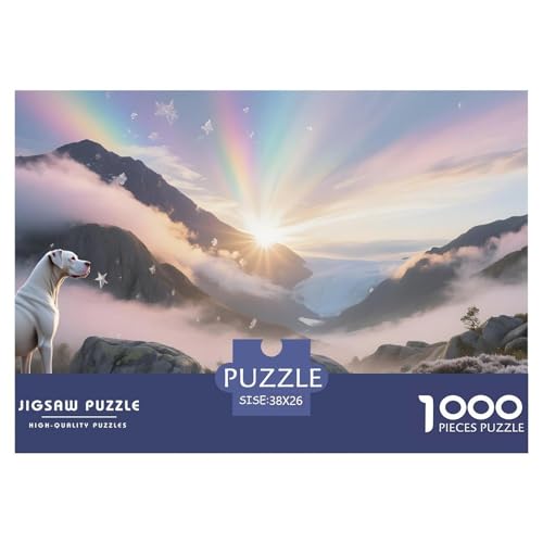 Dogo Argentino Puzzle 1000 Teile – Premium Haustierhund Motiv – Anspruchsvoll, Entspannend & Dekorativ – Mit Poster, Starker Box & Nachhaltigen Materialien 38x26cm/1000pcs von UFVZBNFAN