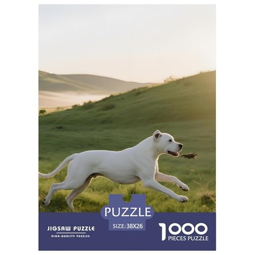 Dogo Argentino Puzzle 1000 Teile – Premium Haustierhund Motiv – Anspruchsvoll, Entspannend & Dekorativ – Mit Poster, Starker Box & Nachhaltigen Materialien 38x26cm/1000pcs von UFVZBNFAN