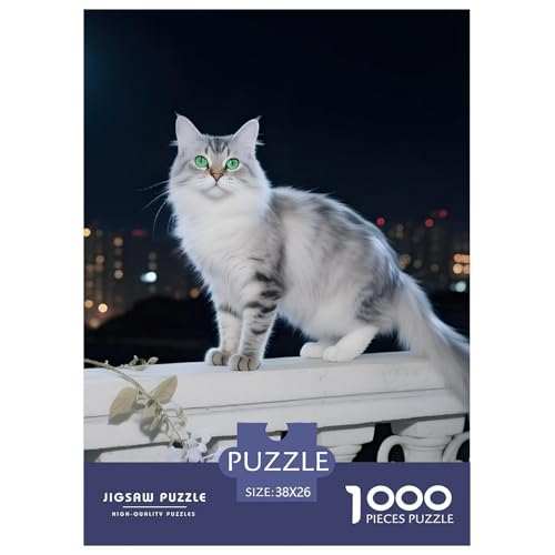 Entspannendes Angorakatze Puzzle 1000 Teile – Premium Haustier Katze Jigsaw Für Erwachsene – Hochwertiger Karton, Klare Details, Geschenk-Idee & Deko 38x26cm/1000pcs von UFVZBNFAN