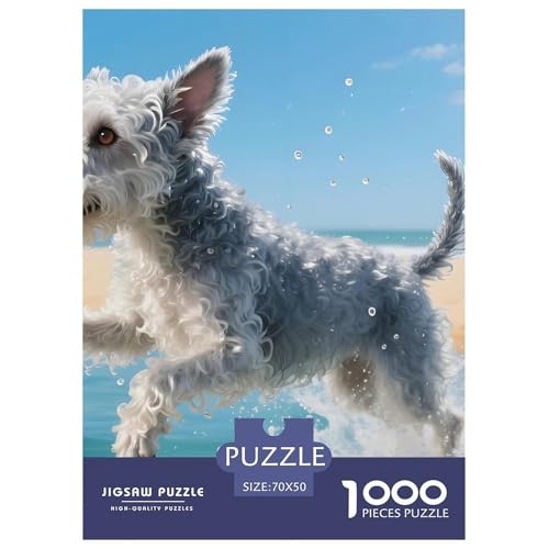 Entspannendes Bedlington Terrier Puzzle 1000 Teile – Premium Haustierhund Jigsaw Für Erwachsene – Hochwertiger Karton, Klare Details, Geschenk-Idee & Deko 70x50cm/1000pcs von UFVZBNFAN