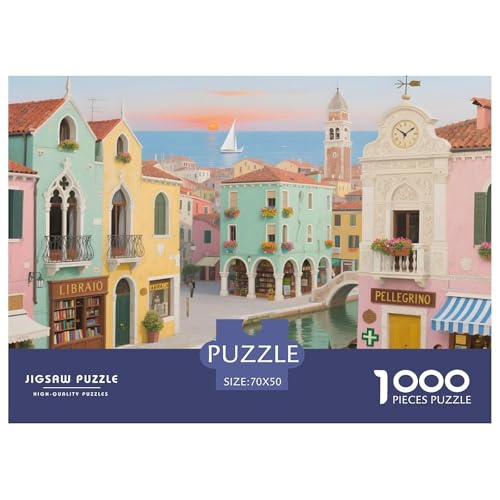Farbenfrohe Dämmerung in Venice Puzzle 1000 Teile – Anspruchsvolles Stadtlandschaft Motiv – Premium Qualität, Heimdeko & Meditative Entspannung 70x50cm/1000pcs von UFVZBNFAN