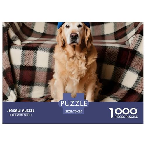 Golden Retriever Puzzle 1000 Teile – Anspruchsvolles Haustierhund Motiv – Kreatives Denkspiel, Nachhaltige Qualität & Geschenkidee 70x50cm/1000pcs von UFVZBNFAN