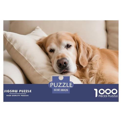 Golden Retriever Puzzle 1000 Teile Haustierhund – Anspruchsvolles Erwachsenenpuzzle, Geschenkidee Für Männer, Frauen & Familie, Mit Poster Und Geschenkverpackung – 38x26cm/1000pcs von UFVZBNFAN