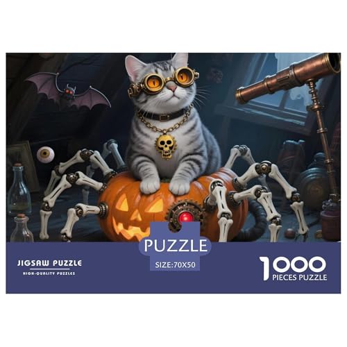 Halloween- Amerikanische Kurzhaarkatze Puzzle 1000 Teile Hauskatze – Pädagogisches Puzzle Für Kinder Ab 14 & Erwachsene, Premium Qualität, Stressabbau & Achtsamkeitstraining – 70x50cm/1000pcs von UFVZBNFAN