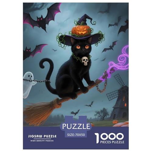 Halloween-Bombay-Katze Puzzle 1000 Teile – Anspruchsvolles Haustier Katze Motiv – Kreatives Denkspiel, Nachhaltige Qualität & Geschenkidee 70x50cm/1000pcs von UFVZBNFAN