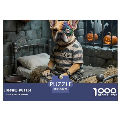 Halloween-Bulldogge Puzzle 1000 Teile Pet Dog – Lernspiel Für Jugendliche Ab 14, Ruhige Freizeit, Präziser Kantenfit, Heimdeko Poster, Geschenkbereit 38x26cm/1000pcs von UFVZBNFAN