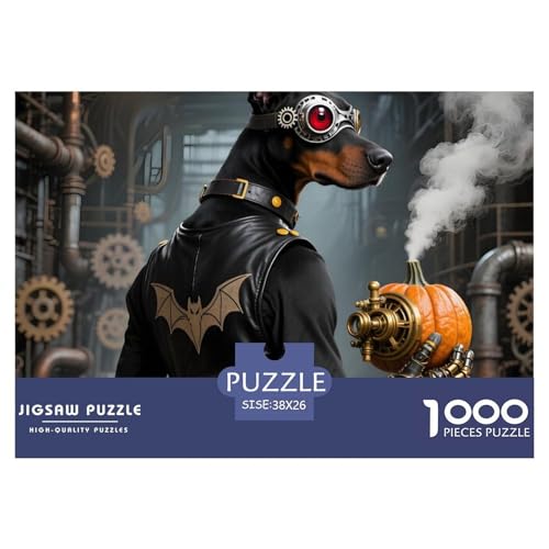 Halloween – Dobermann Puzzle 1000 Teile Pet Dog – Anspruchsvolles Erwachsenenpuzzle, Geschenkidee Für Männer, Frauen & Familie, Mit Poster Und Geschenkverpackung – 38x26cm/1000pcs von UFVZBNFAN