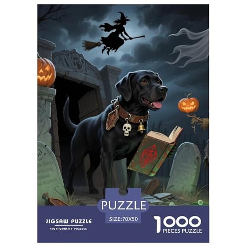 Halloween – Labrador Retriever Puzzle 1000 Teile – Kreatives Haustier Hund Motiv – Anspruchsvoll & Entspannend, Inklusive Geschenkbox 70x50cm/1000pcs von UFVZBNFAN