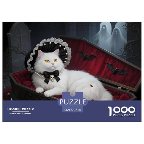 Halloween – Perserkatze Puzzle 1000 Teile Hauskatze – Anspruchsvolle Herausforderung, Starker Karton, Familienzeit Am Wochenende, Dekoratives Poster & Premium Geschenkbox 70x50cm/1000pcs von UFVZBNFAN