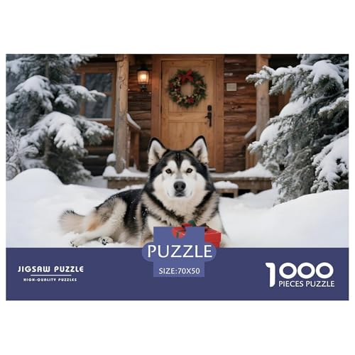 Hochwertiges Alaskan Malamute Puzzle 1000 Teile Für Erwachsene – Anspruchsvolles Haustierhund Jigsaw – Präzise Teile, Dekorative Geschenkverpackung & Familienzeit 70x50cm/1000pcs von UFVZBNFAN