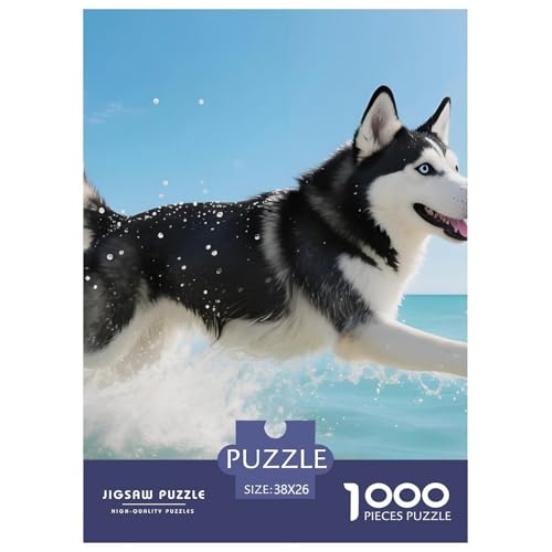 Hochwertiges Siberian Husky Puzzle 1000 Teile Für Erwachsene – Anspruchsvolles Haustierhund Jigsaw – Präzise Teile, Dekorative Geschenkverpackung & Familienzeit 38x26cm/1000pcs von UFVZBNFAN