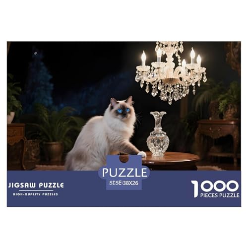 Inspirierendes Himalayan Cat Puzzle 1000 Teile – Anspruchsvolles Hauskatze Jigsaw – Premium Karton, Geschenkidee & Poster 38x26cm/1000pcs von UFVZBNFAN