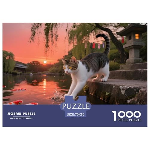 Japanische Bobtail Puzzle 1000 Teile Hauskatze – Anspruchsvolles Erwachsenenpuzzle, Geschenkidee Für Männer, Frauen & Familie, Mit Poster Und Geschenkverpackung – 70x50cm/1000pcs von UFVZBNFAN