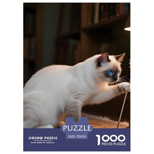 Kreatives Birmakatze Puzzle 1000 Teile Für Erwachsene – Premium Haustier Katze Teile Aus Recyclingkarton – Schwieriges Denkspiel, Geschenkidee & Reisenutzung 70x50cm/1000pcs von UFVZBNFAN
