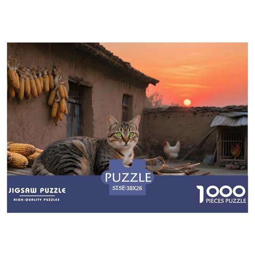 Kreatives Chinesische Li-Hua-Katze Puzzle 1000 Teile Für Erwachsene – Premium Motiv – Schwieriges Spiel Für Heim & Reisen – Poster & Box Inklusive 38x26cm/1000pcs von UFVZBNFAN