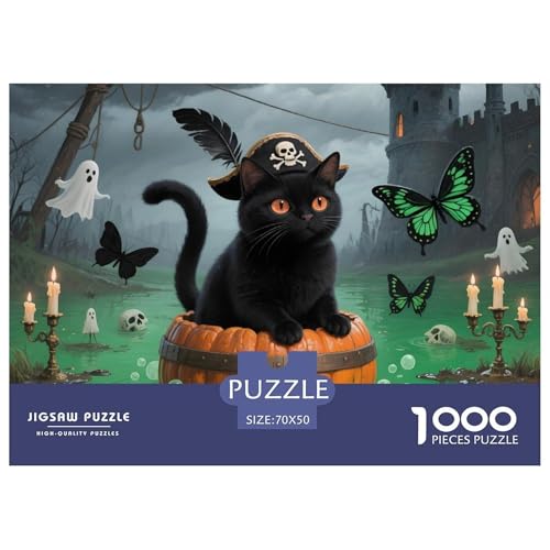 Kreatives Halloween- Britisch Kurzhaar Puzzle 1000 Teile Für Erwachsene – Premium Hauskatze Teile Aus Recyclingkarton – Schwieriges Denkspiel, Geschenkidee & Reisenutzung 70x50cm/1000pcs von UFVZBNFAN
