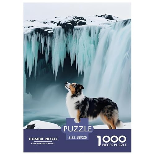 Kreatives Isländischer Schäferhund Puzzle 1000 Teile Für Erwachsene – Premium Haustierhund Motiv – Schwieriges Spiel Für Heim & Reisen – Poster & Box Inklusive 38x26cm/1000pcs von UFVZBNFAN