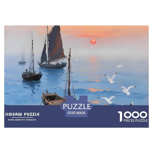 Kreatives Sonnenaufgang am Meer Puzzle 1000 Teile Für Erwachsene – Premium Landscape Decoration Teile Aus Recyclingkarton – Schwieriges Denkspiel, Geschenkidee & Reisenutzung 38x26cm/1000pcs von UFVZBNFAN