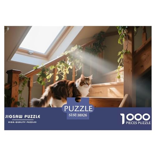 Maine Coon Puzzle 1000 Teile – Kreatives Hauskatze Motiv – Anspruchsvoll & Entspannend, Inklusive Geschenkbox 38x26cm/1000pcs von UFVZBNFAN