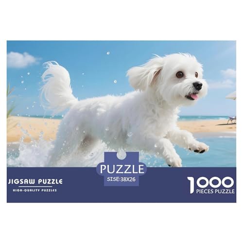 Malteser Puzzle 1000 Teile Für Erwachsene – Anspruchsvolles Haustierhund Motiv – Robuste Teile, Dekorative Box & Entspannende Freizeitbeschäftigung 38x26cm/1000pcs von UFVZBNFAN
