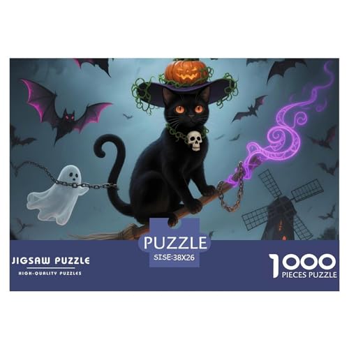 Meditatives Halloween – Bombaykatze Puzzle 1000 Teile – Premium Hauskatze Jigsaw Für Erwachsene & Jugendliche – Schwieriges Brain Teaser, Geschenk-Box & Heimdeko 38x26cm/1000pcs von UFVZBNFAN